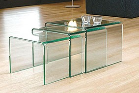 Milan Glass Nest of Tables (Clear Glass)